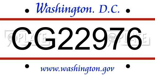 CG22976 District Of Columbia License Plate
