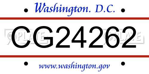 CG24262 District Of Columbia License Plate