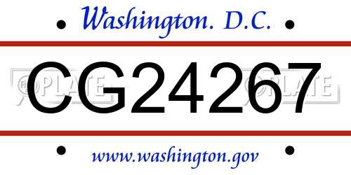 CG24267 District Of Columbia License Plate