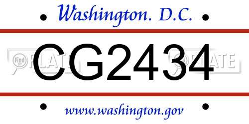 CG2434 District Of Columbia License Plate