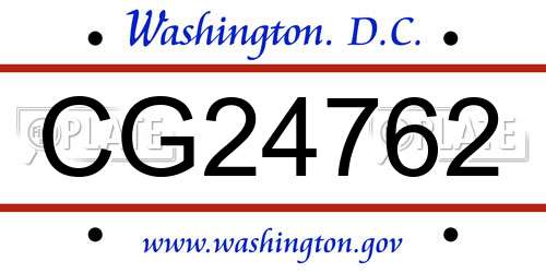 CG24762 District Of Columbia License Plate