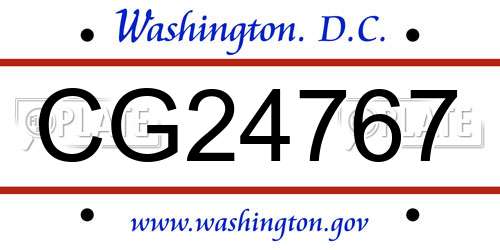 CG24767 District Of Columbia License Plate