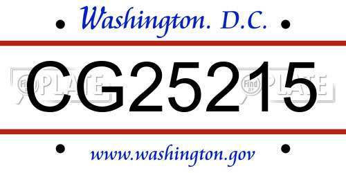 CG25215 District Of Columbia License Plate