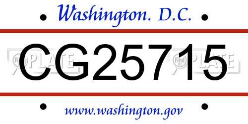 CG25715 District Of Columbia License Plate