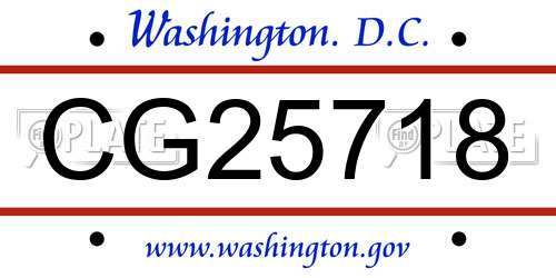 CG25718 District Of Columbia License Plate