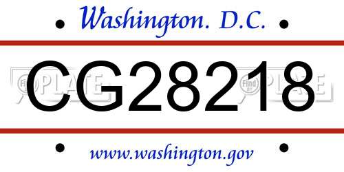 CG28218 District Of Columbia License Plate