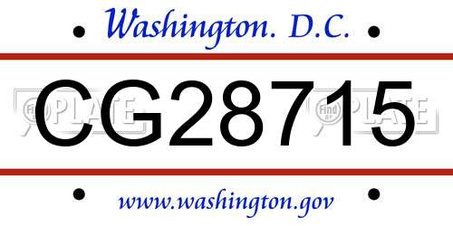CG28715 District Of Columbia License Plate