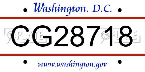 CG28718 District Of Columbia License Plate