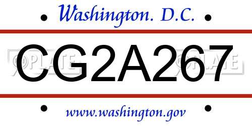 CG2A267 District Of Columbia License Plate