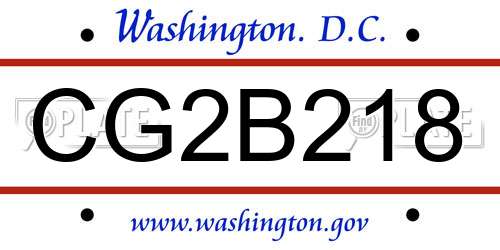 CG2B218 District Of Columbia License Plate