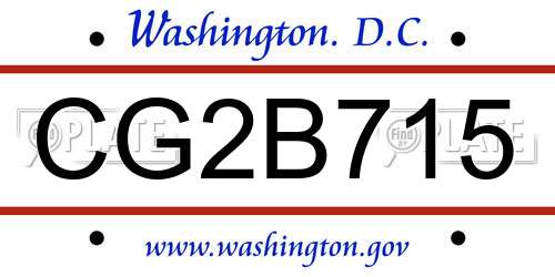 CG2B715 District Of Columbia License Plate