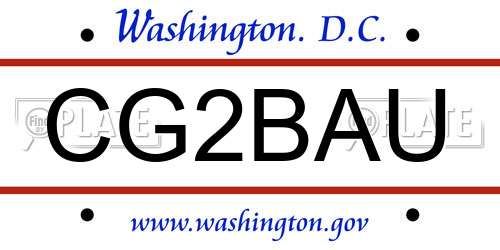 CG2BAU District Of Columbia License Plate