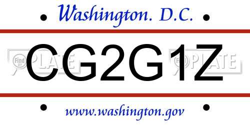 CG2G1Z District Of Columbia License Plate