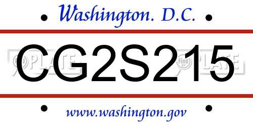 CG2S215 District Of Columbia License Plate
