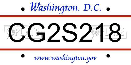 CG2S218 District Of Columbia License Plate