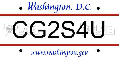 CG2S4U District Of Columbia License Plate