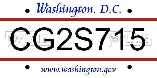 CG2S715 District Of Columbia License Plate