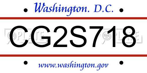 CG2S718 District Of Columbia License Plate
