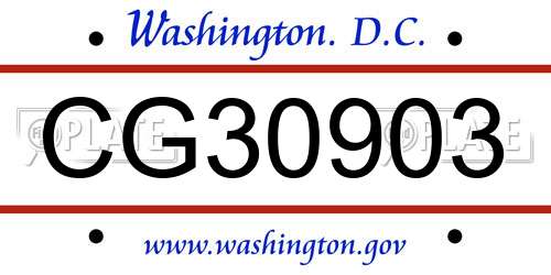 CG30903 District Of Columbia License Plate