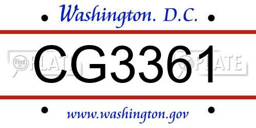 CG3361 District Of Columbia License Plate