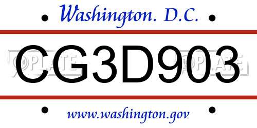 CG3D903 District Of Columbia License Plate