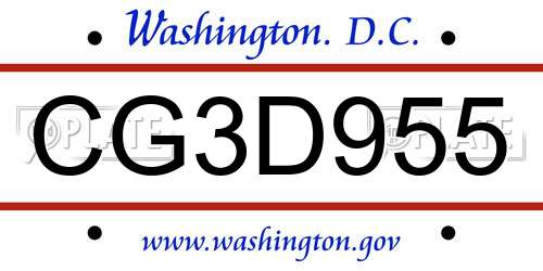 CG3D955 District Of Columbia License Plate