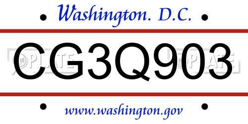 CG3Q903 District Of Columbia License Plate