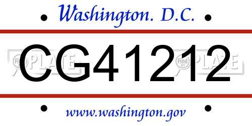 CG41212 District Of Columbia License Plate