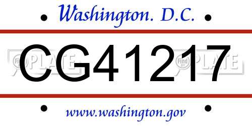 CG41217 District Of Columbia License Plate