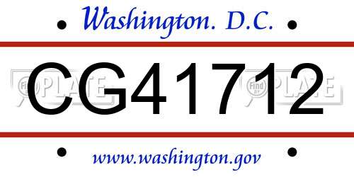 CG41712 District Of Columbia License Plate