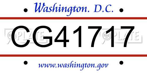 CG41717 District Of Columbia License Plate