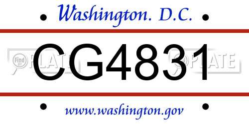 CG4831 District Of Columbia License Plate