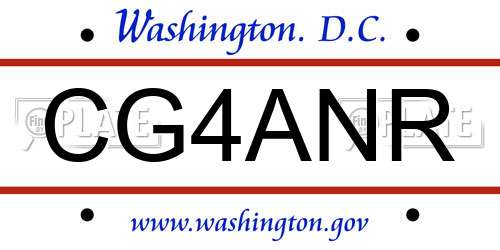 CG4ANR District Of Columbia License Plate