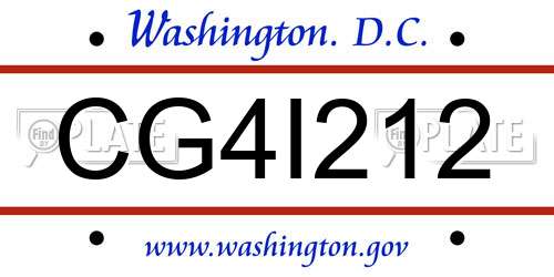 CG4I212 District Of Columbia License Plate