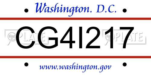 CG4I217 District Of Columbia License Plate