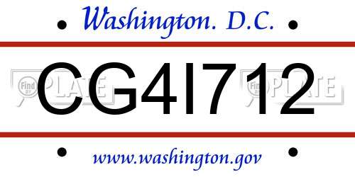 CG4I712 District Of Columbia License Plate