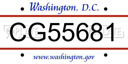 CG55681 District Of Columbia License Plate