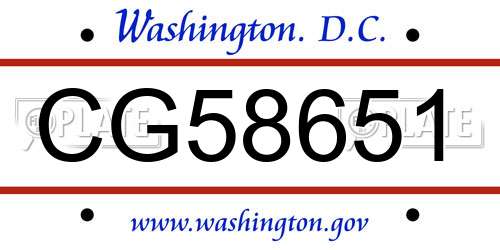 CG58651 District Of Columbia License Plate
