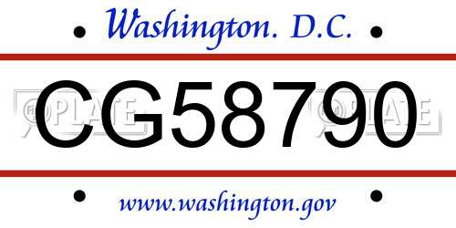 CG58790 District Of Columbia License Plate