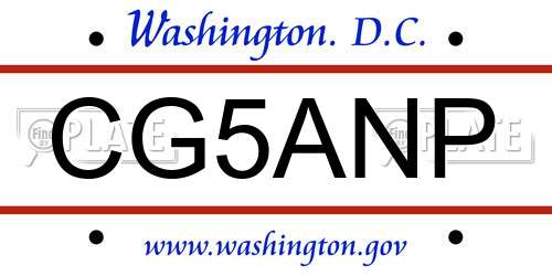 CG5ANP District Of Columbia License Plate