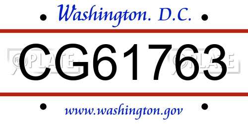 CG61763 District Of Columbia License Plate