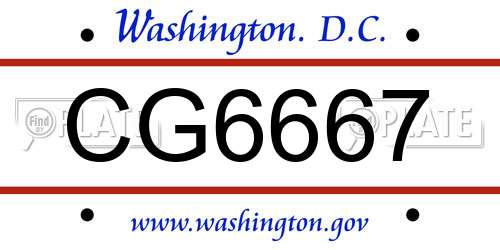 CG6667 District Of Columbia License Plate