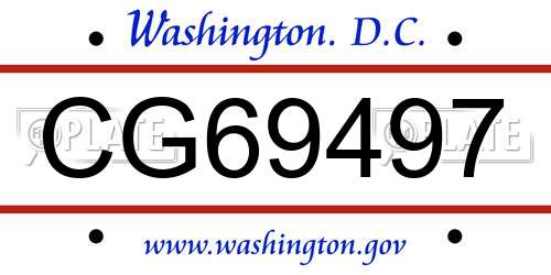 CG69497 District Of Columbia License Plate