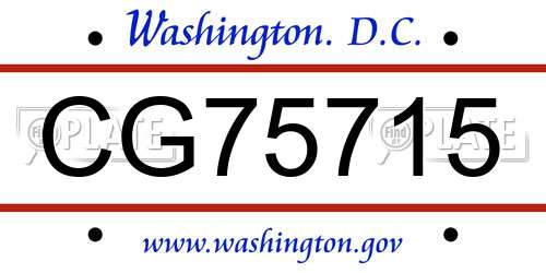 CG75715 District Of Columbia License Plate
