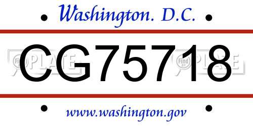 CG75718 District Of Columbia License Plate