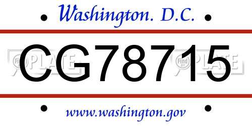 CG78715 District Of Columbia License Plate
