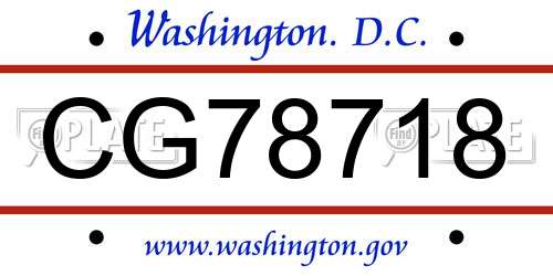 CG78718 District Of Columbia License Plate