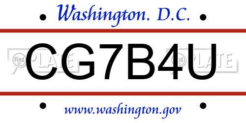 CG7B4U District Of Columbia License Plate