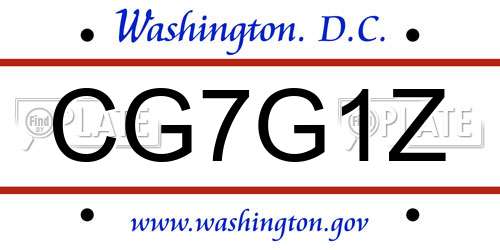 CG7G1Z District Of Columbia License Plate