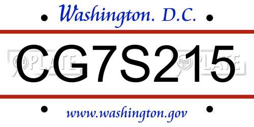 CG7S215 District Of Columbia License Plate